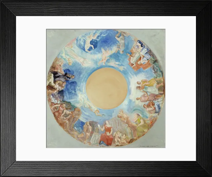 Framed Print : Thalia's mirror, overall sketch for the ceiling painting of the National Theatre, 1932. Creator: Yrjö Aleksander Ollila Framed Print : Thalia's mirror, overall sketch for the ceiling painting of the National Theatre, 1932. Creator: Yrjö Aleksander Ollila