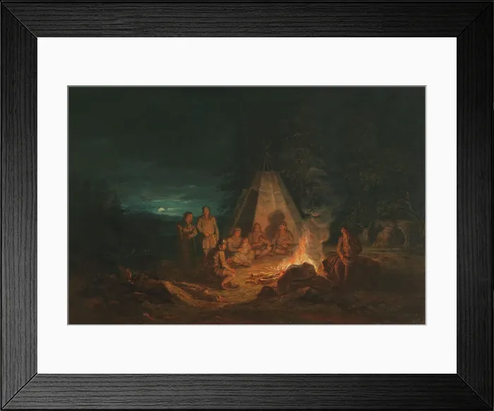 Framed Print : Saami People around a Fire, 1813. Creator: Alexander Lauréus Framed Print : Saami People around a Fire, 1813. Creator: Alexander Lauréus