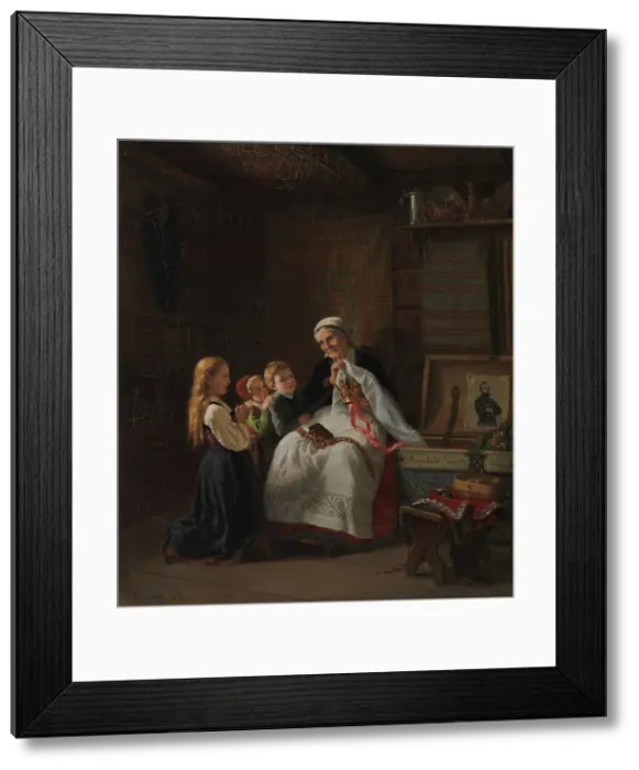 Framed Print : Grandmother's bridal crown, 1873. Creator: Adolph Tidemand Framed Print : Grandmother's bridal crown, 1873. Creator: Adolph Tidemand