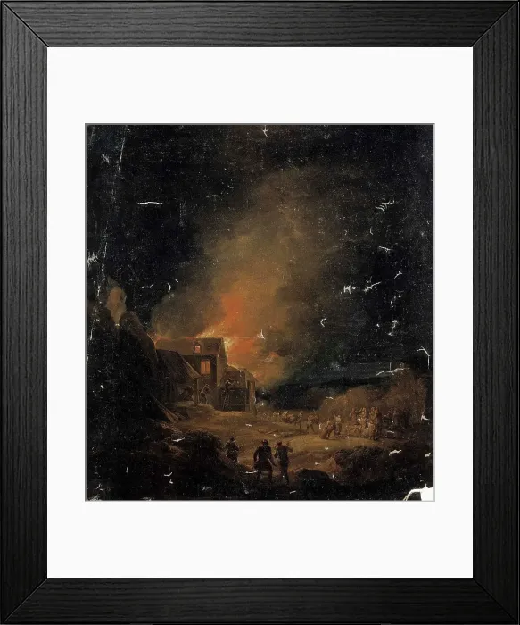 Framed Print : Burning House, 1813. Creator: Alexander Lauréus Framed Print : Burning House, 1813. Creator: Alexander Lauréus