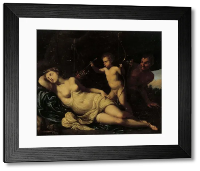Framed Print : Diana sleeping. Creator: Agostino Carracci Framed Print : Diana sleeping. Creator: Agostino Carracci