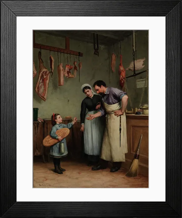 Framed Print : Something for the Cat, 1882. Creator: Adolf von Becker Framed Print : Something for the Cat, 1882. Creator: Adolf von Becker
