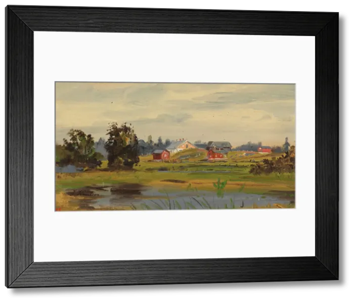 Framed Print : Farmhouse in the municipality on the shore of the lake. Creator: Johan Knutson Framed Print : Farmhouse in the municipality on the shore of the lake. Creator: Johan Knutson
