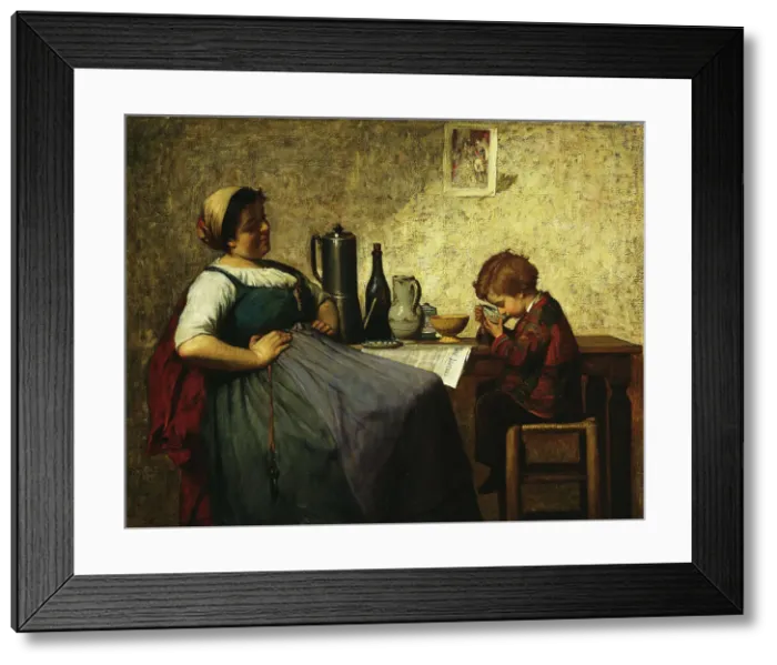 Framed Print : Maternal Joy, 1868. Creator: Adolf von Becker Framed Print : Maternal Joy, 1868. Creator: Adolf von Becker