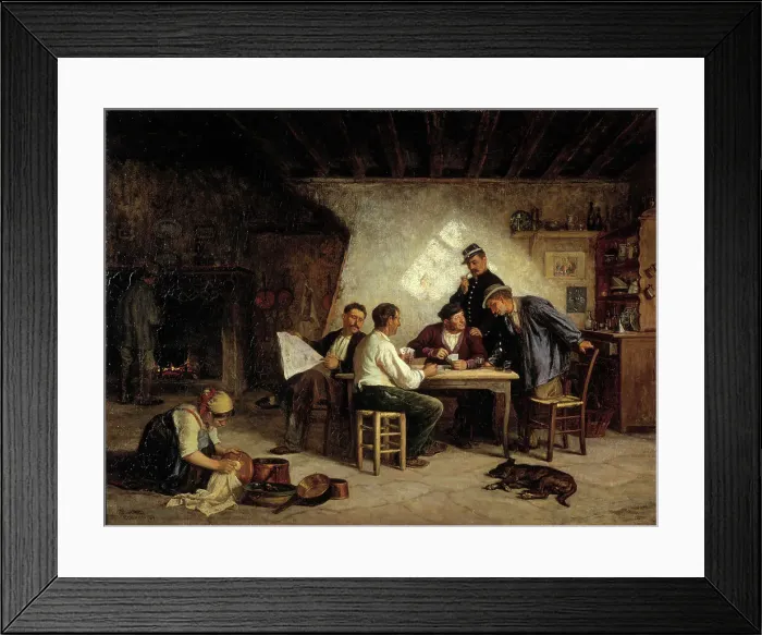 Framed Print : A Game of Piquet, 1869. Creator: Adolf von Becker Framed Print : A Game of Piquet, 1869. Creator: Adolf von Becker