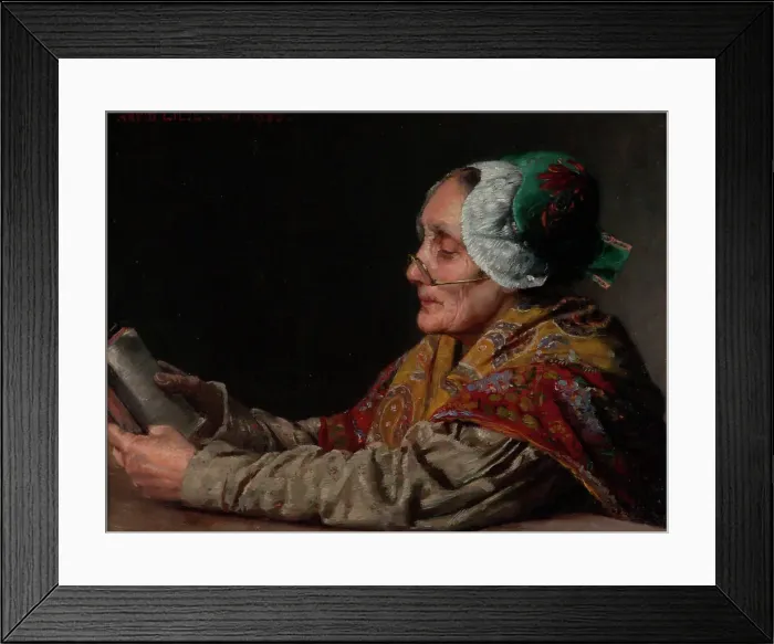 Framed Print : Old Woman Reading, 1883. Creator: Arvid Liljelund Framed Print : Old Woman Reading, 1883. Creator: Arvid Liljelund
