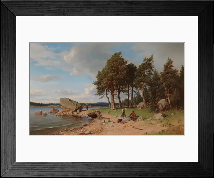 Framed Print : Fishermen on the Shore, 1865. Creator: Berndt Lindholm Framed Print : Fishermen on the Shore, 1865. Creator: Berndt Lindholm