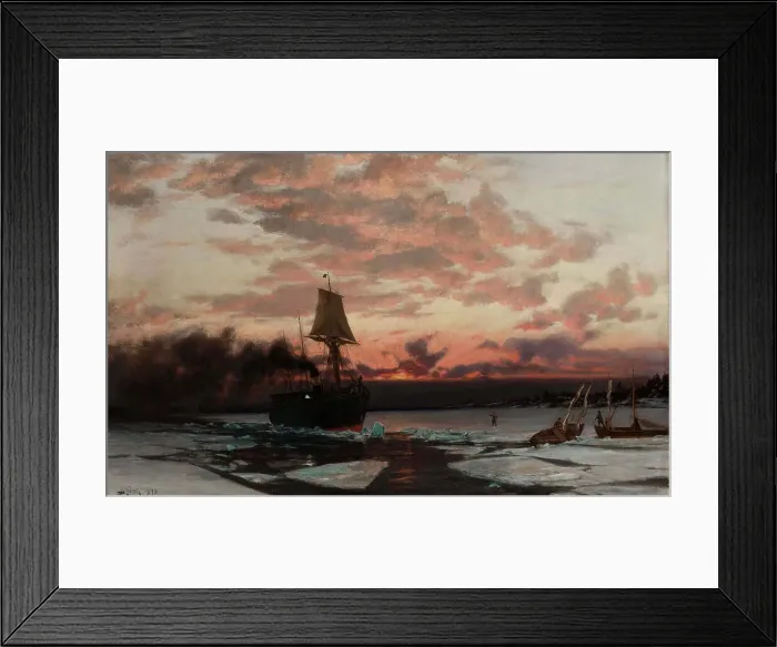 Framed Print : The Icebound Steamboat, 1878. Creator: Berndt Lindholm Framed Print : The Icebound Steamboat, 1878. Creator: Berndt Lindholm