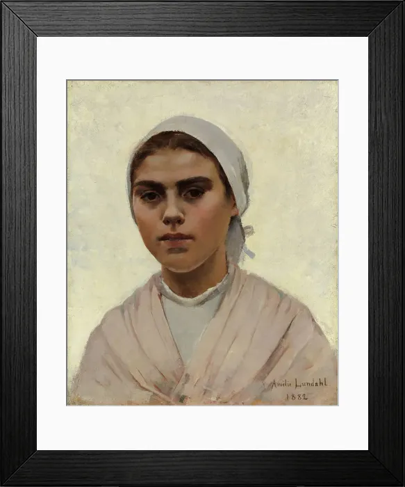 Framed Print : Head of a Girl, Brittany, 1882. Creator: Amelie Lundahl Framed Print : Head of a Girl, Brittany, 1882. Creator: Amelie Lundahl