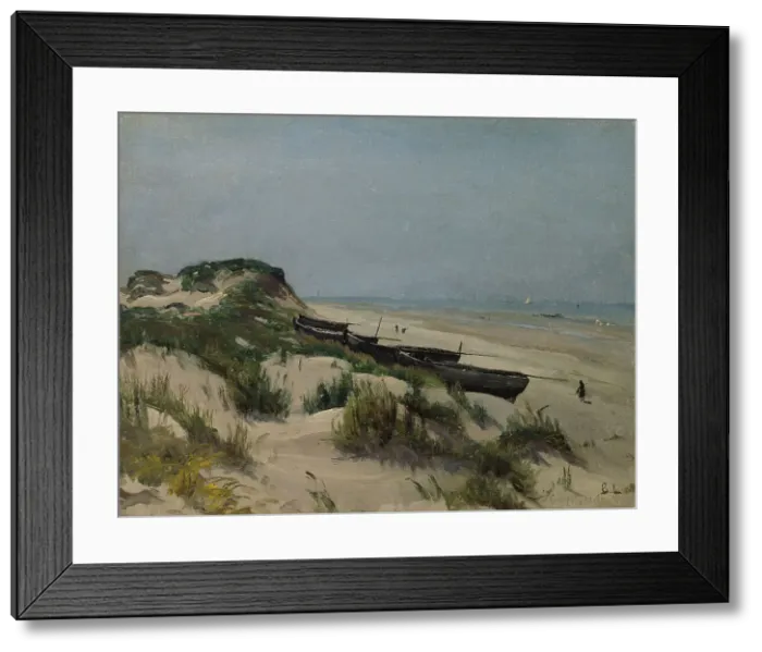 Framed Print : Boats on the Shore, 1870. Creator: Berndt Lindholm Framed Print : Boats on the Shore, 1870. Creator: Berndt Lindholm