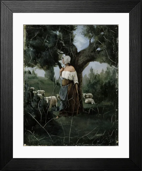Framed Print : Shepherdess and Sheep, 1879. Creator: Aukusti Uotila Framed Print : Shepherdess and Sheep, 1879. Creator: Aukusti Uotila