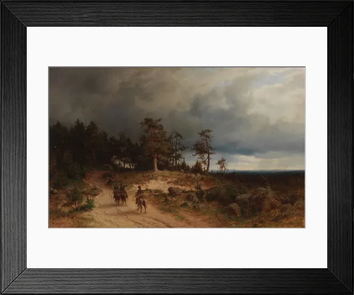 Framed Print : Landscape in Eastern Finland with Mounted Cossacks, 1866. Creator: Berndt Lindholm Framed Print : Landscape in Eastern Finland with Mounted Cossacks, 1866. Creator: Berndt Lindholm