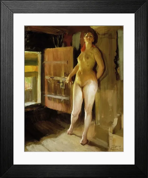 Framed Print : At the Door of the Loft; Girl in the Loft, 1905. Creator: Anders Leonard Zorn Framed Print : At the Door of the Loft; Girl in the Loft, 1905. Creator: Anders Leonard Zorn