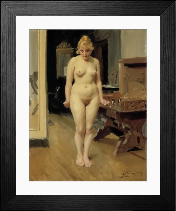 Framed Print : The Shy Model, 1917. Creator: Anders Leonard Zorn Framed Print : The Shy Model, 1917. Creator: Anders Leonard Zorn