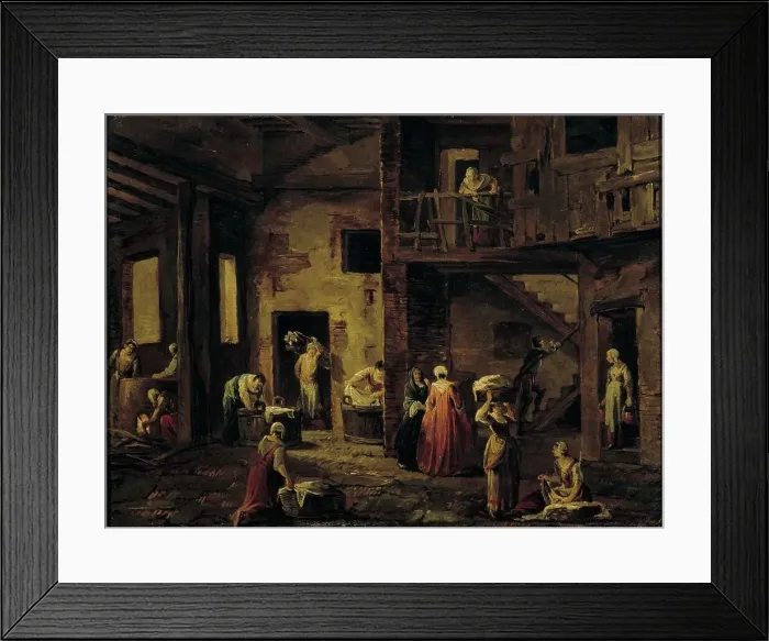 Framed Print : The Laundry House, 1750-1799. Creator: Antonio Diziani Framed Print : The Laundry House, 1750-1799. Creator: Antonio Diziani