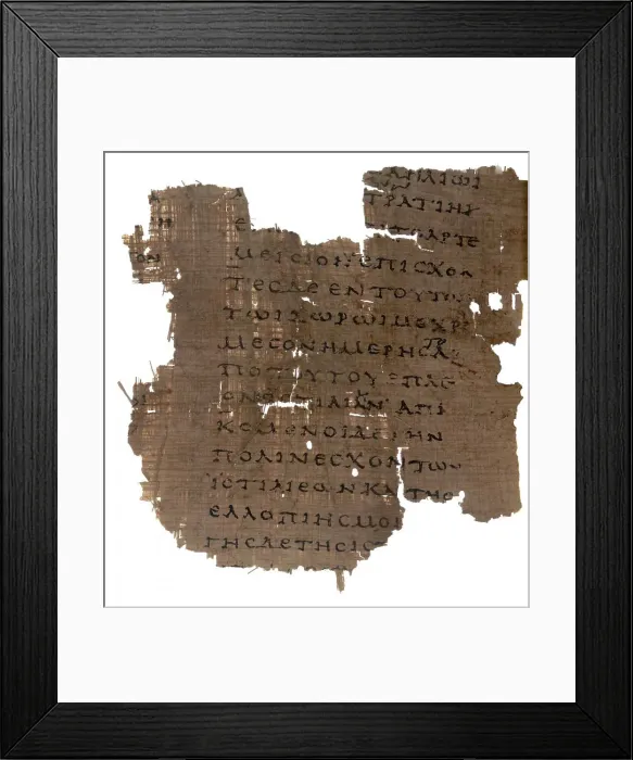 Framed Print : Fragment from Histories of Herodotus, Papyrus Oxyrhynchus 2099, Early 2nd century. Creator: Historic Object Framed Print : Fragment from Histories of Herodotus, Papyrus Oxyrhynchus 2099, Early 2nd century. Creator: Historic Object