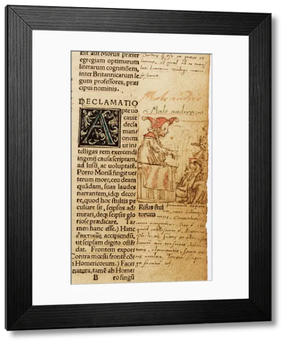 Framed Print : Folly in the Pulpit. Drawing for The Praise of Folly by Erasmus of Rotterdam, 1515. Creator: Holbein, Hans, the Younger (1497-1543) Framed Print : Folly in the Pulpit. Drawing for The Praise of Folly by Erasmus of Rotterdam, 1515. Creator: Holbein, Hans, the Younger (1497-1543)