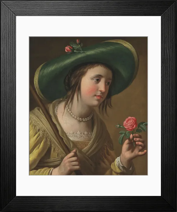 Framed Print : Portrait of Princess Elisabeth of the Palatinate (1618-1680) as a shepherdess, 1st Half of 17th cen. Creator: Honthorst, Gerrit, van (1592-1656) Framed Print : Portrait of Princess Elisabeth of the Palatinate (1618-1680) as a shepherdess, 1st Half of 17th cen. Creator: Honthorst, Gerrit, van (1592-1656)