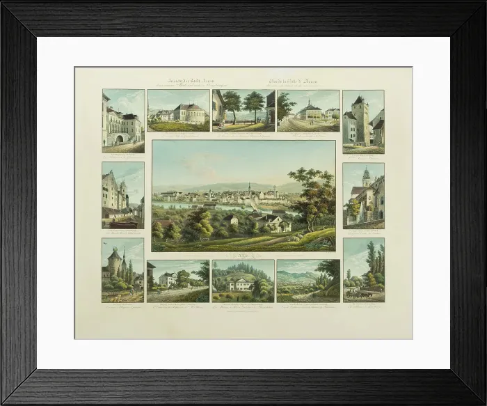 Framed Print : View of the city of Aarau, 1832-1833. Creator: Isenring, Johann Baptist (1796-1860) Framed Print : View of the city of Aarau, 1832-1833. Creator: Isenring, Johann Baptist (1796-1860)