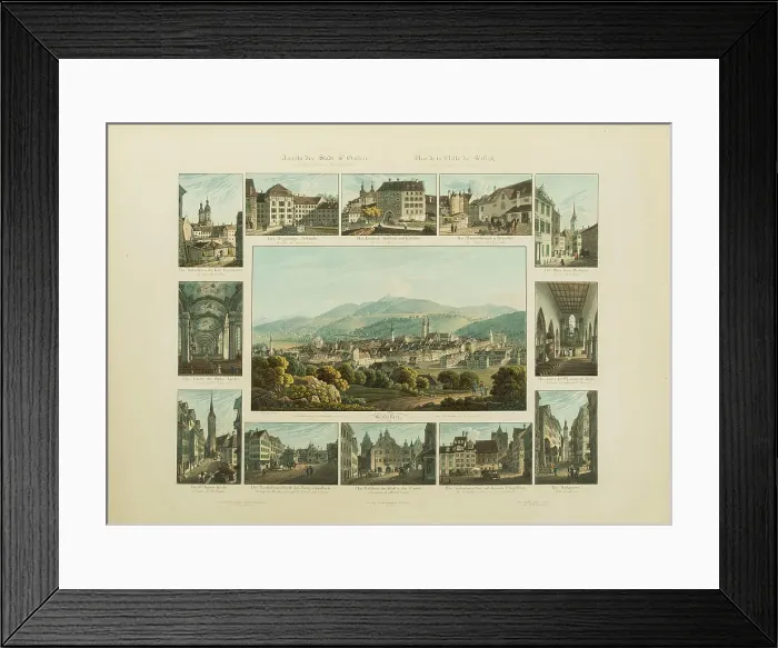Framed Print : View of the city of St. Gallen, 1832-1833. Creator: Isenring, Johann Baptist (1796-1860) Framed Print : View of the city of St. Gallen, 1832-1833. Creator: Isenring, Johann Baptist (1796-1860)