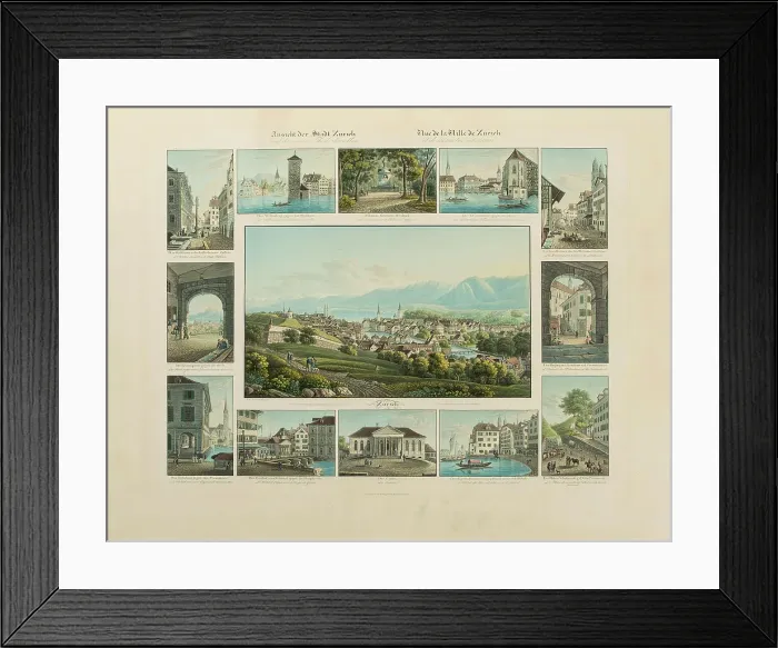 Framed Print : View of the city of Zurich, 1832-1833. Creator: Isenring, Johann Baptist (1796-1860) Framed Print : View of the city of Zurich, 1832-1833. Creator: Isenring, Johann Baptist (1796-1860)