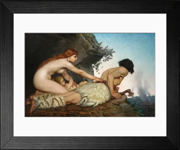 Framed Print : The Invasion, prehistoric scene, 1880. Creator: Juglaris, Tommaso (1844-1925) Framed Print : The Invasion, prehistoric scene, 1880. Creator: Juglaris, Tommaso (1844-1925)