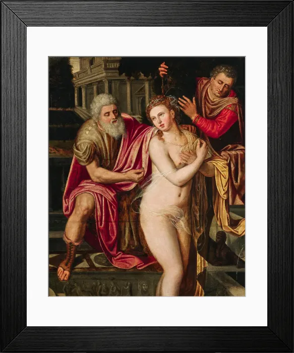 Framed Print : Susannah and the Elders. Creator: Key, Willem Adriaensz, Workshop (1516-1568) Framed Print : Susannah and the Elders. Creator: Key, Willem Adriaensz, Workshop (1516-1568)