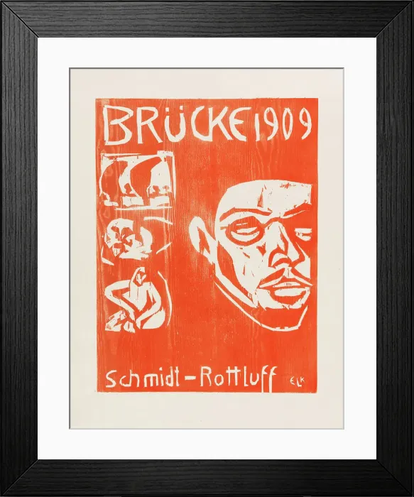 Framed Print : Portrait of Karl Schmidt-Rottluff. Cover of the IV. Annual Portfolio of the Artist Group Brücke, 1909 Creator: Kirchner, Ernst Ludwig (1880-1938) Framed Print : Portrait of Karl Schmidt-Rottluff. Cover of the IV. Annual Portfolio of the Artist Group Brücke, 1909 Creator: Kirchner, Ernst Ludwig (1880-1938)