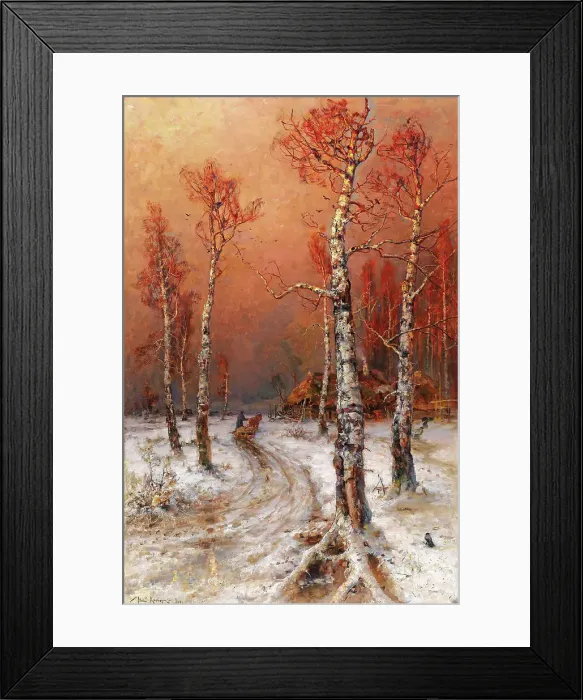 Framed Print : Winter mood with rooks, 1914. Creator: Klever, Juli Julievich (Julius) von, the Elder (1850-1924)