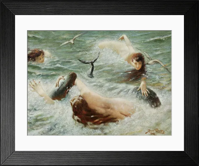 Framed Print : Playing nymphs. Creator: Knüpfer, Benes (1844-1910) Framed Print : Playing nymphs. Creator: Knüpfer, Benes (1844-1910)
