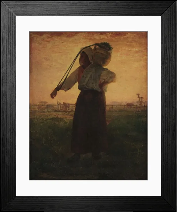 Framed Print : The return from the farm, 1850. Creator: Millet, Jean-François (1814-1875) Framed Print : The return from the farm, 1850. Creator: Millet, Jean-François (1814-1875)