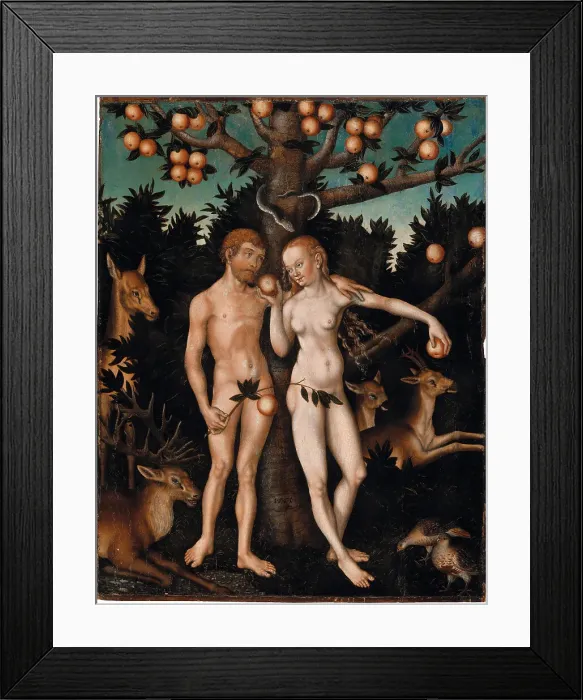 Framed Print : Adam and Eve in Paradise, 1550. Creator: Krodel (Crodel), Wolfgang, the Elder (ca. 1500-ca. 1561) Framed Print : Adam and Eve in Paradise, 1550. Creator: Krodel (Crodel), Wolfgang, the Elder (ca. 1500-ca. 1561)