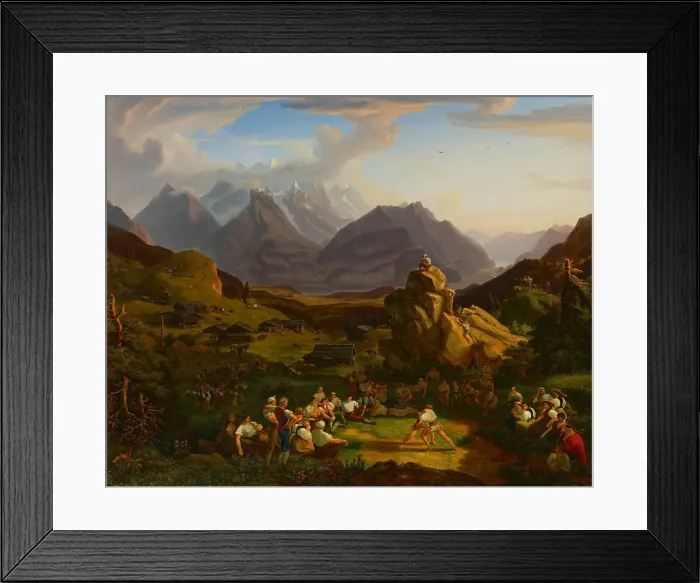 Framed Print : Schwingen tournament on Balisalp, 1822-1823. Creator: Miville, Jacques Christoph (1786-1836) Framed Print : Schwingen tournament on Balisalp, 1822-1823. Creator: Miville, Jacques Christoph (1786-1836)