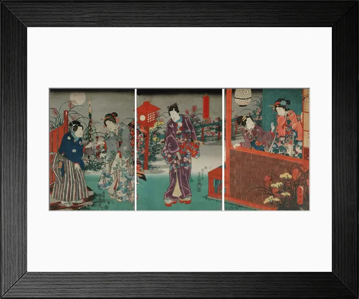 Framed Print : Colorful Flowering Grasses in the Light of the Full Moon (Monaka no tsuki iro no kusabana)...c1850. Creator: Kunisada (Toyokuni III), Utagawa (1786-1865) Framed Print : Colorful Flowering Grasses in the Light of the Full Moon (Monaka no tsuki iro no kusabana)...c1850. Creator: Kunisada (Toyokuni III), Utagawa (1786-1865)