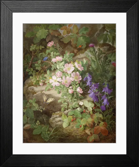 Framed Print : Still life with alpine flowers. Creator: Lauer, Josef (1818-1881) Framed Print : Still life with alpine flowers. Creator: Lauer, Josef (1818-1881)