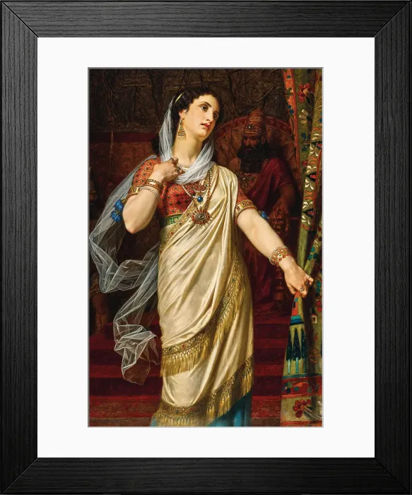 Framed Print : Esther before Ahasuerus, 1875. Creator: Merle, Hugues (1823-1881)