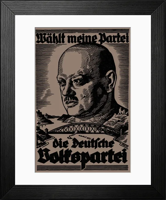 Framed Print : Vote for my party. Election poster of the German People's Party for the Reichstag election, 1930. Creator: Lehmann-Steglitz, Martin (1884-1949) Framed Print : Vote for my party. Election poster of the German People's Party for the Reichstag election, 1930. Creator: Lehmann-Steglitz, Martin (1884-1949)