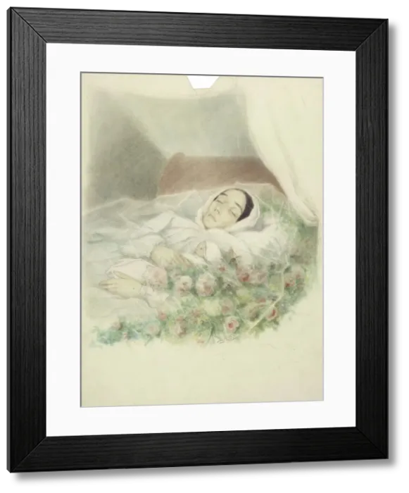 Framed Print : Natalia Alexandrovna Herzen, née Zakharyina (1814-1852) on her deathbed, 1852. Creator: Masse, S. (active 1850s) Framed Print : Natalia Alexandrovna Herzen, née Zakharyina (1814-1852) on her deathbed, 1852. Creator: Masse, S. (active 1850s)