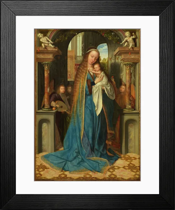 Framed Print : Virgin and Child with Angels, 1500-1505. Creator: Massys, Quentin Framed Print : Virgin and Child with Angels, 1500-1505. Creator: Massys, Quentin
