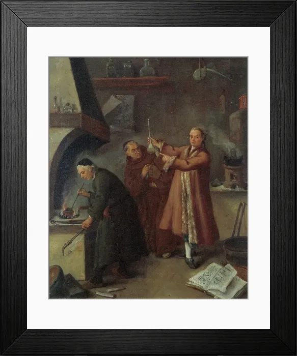 Framed Print : Alchemists, 1757. Creator: Longhi, Pietro (1701-1785) Framed Print : Alchemists, 1757. Creator: Longhi, Pietro (1701-1785)