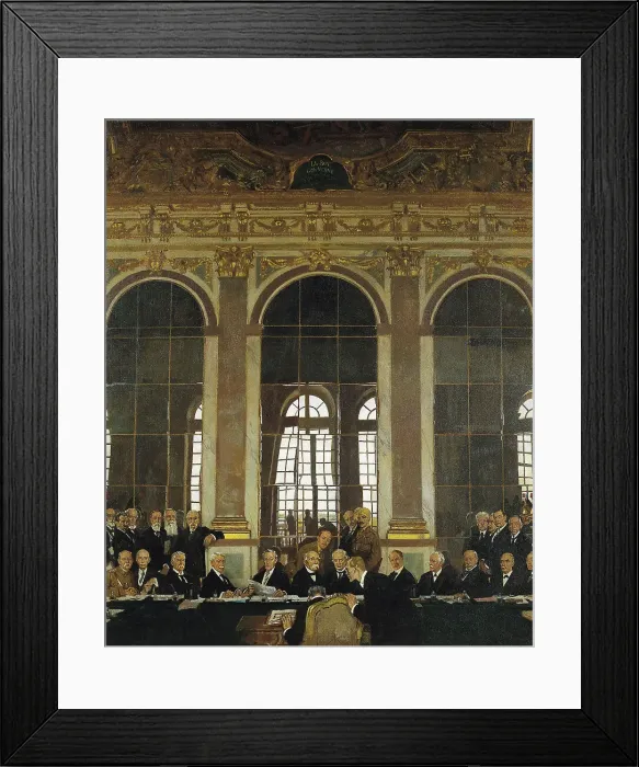 Framed Print : The Signing of Peace in the Hall of Mirrors, Versailles, 28 June 1919, 1919. Creator: Orpen, Sir William (1878-1931) Framed Print : The Signing of Peace in the Hall of Mirrors, Versailles, 28 June 1919, 1919. Creator: Orpen, Sir William (1878-1931)