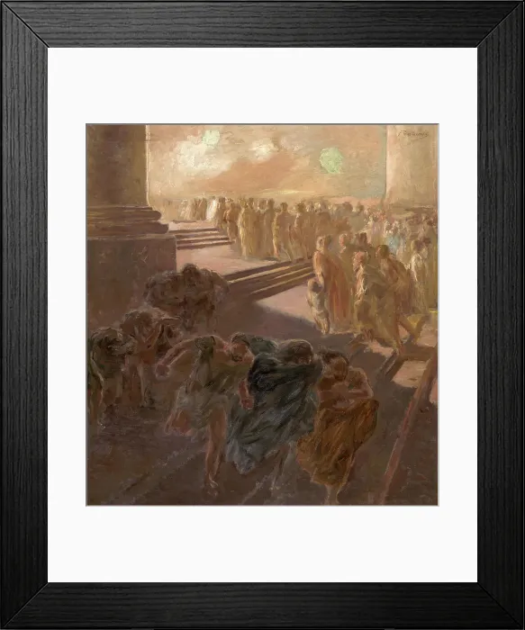 Framed Print : Christ Driving the Money Changers from the Temple. Creator: Previati, Gaetano (1852-1920) Framed Print : Christ Driving the Money Changers from the Temple. Creator: Previati, Gaetano (1852-1920)