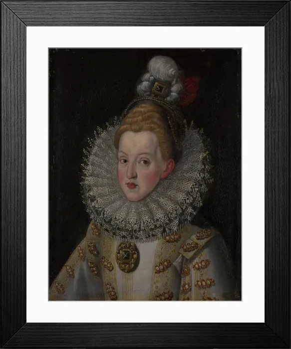 Framed Print : Portrait of Margaret of Austria (1584-1611). Creator: Pantoja de la Cruz, Juán (1553-1608) Framed Print : Portrait of Margaret of Austria (1584-1611). Creator: Pantoja de la Cruz, Juán (1553-1608)