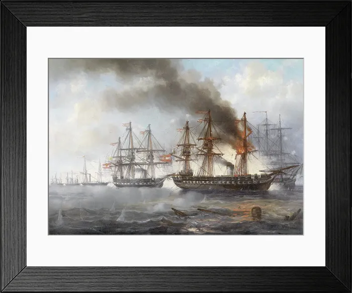 Framed Print : The Battle of Heligoland on 9 May 1864, c1865. Creator: Püttner, Josef Carl (1821-1881) Framed Print : The Battle of Heligoland on 9 May 1864, c1865. Creator: Püttner, Josef Carl (1821-1881)