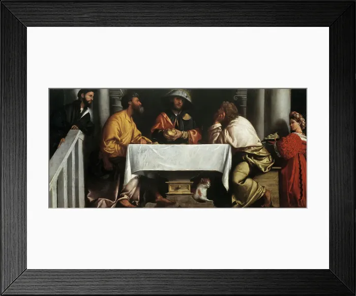 Framed Print : The Supper at Emmaus, c1526-1527. Creator: Moretto da Brescia, Alessandro (ca 1498 - 1554)