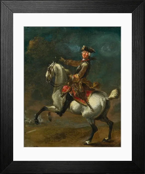 Framed Print : Equestrian Portrait of Karl August, Prince of Waldeck and Pyrmont (1704-1763). Creator: Querfurt, August (1696-1761) Framed Print : Equestrian Portrait of Karl August, Prince of Waldeck and Pyrmont (1704-1763). Creator: Querfurt, August (1696-1761)