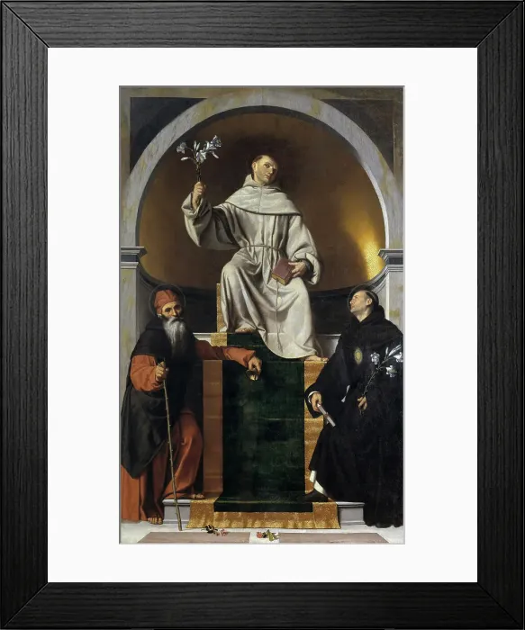 Framed Print : Saint Anthony of Padua between Saints Anthony the Great and Nicholas of Tolentino, c1530-1536. Creator: Moretto da Brescia, Alessandro (ca 1498 - 1554) Framed Print : Saint Anthony of Padua between Saints Anthony the Great and Nicholas of Tolentino, c1530-1536. Creator: Moretto da Brescia, Alessandro (ca 1498 - 1554)