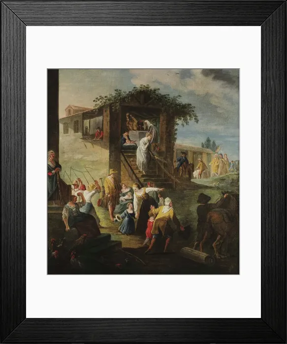 Framed Print : The visit to the nurse, um 1700. Creator: Pittetti (Palanca), Angela Maria (1690-1763) Framed Print : The visit to the nurse, um 1700. Creator: Pittetti (Palanca), Angela Maria (1690-1763)