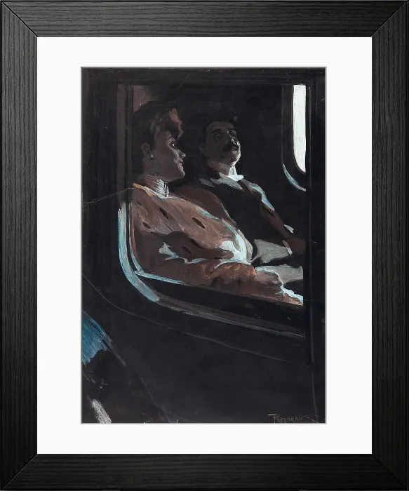 Framed Print : Amusement in the carriage. Creator: Reznicek, Ferdinand von (1868-1909) Framed Print : Amusement in the carriage. Creator: Reznicek, Ferdinand von (1868-1909)