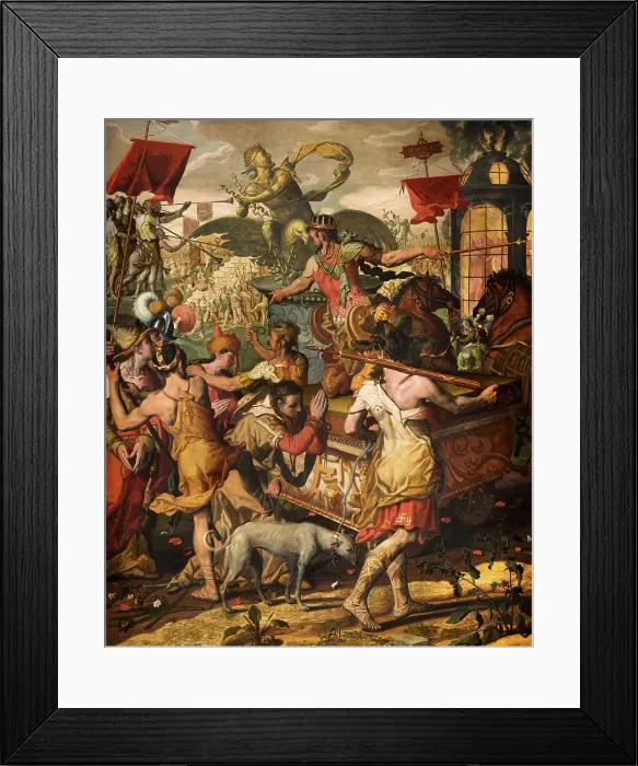 Framed Print : The Three Young Men in the Fiery Furnace, 1575. Creator: Pietersz, Pieter, the Elder (1540-1603) Framed Print : The Three Young Men in the Fiery Furnace, 1575. Creator: Pietersz, Pieter, the Elder (1540-1603)